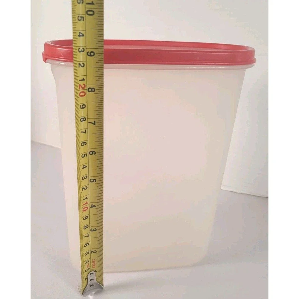 Vintage Tupperware #1614-7 Container with Red Lid 9 3/4 Cup Modular Mate
